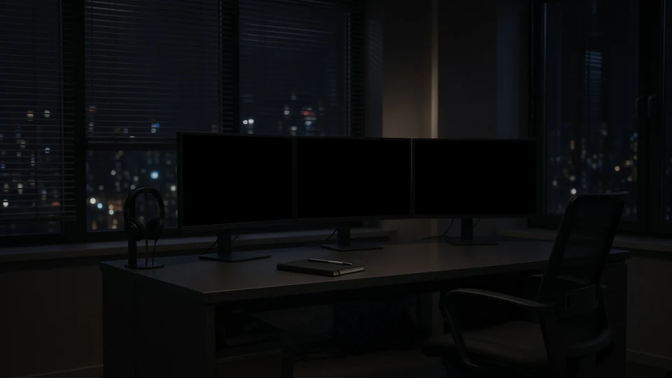 Managed-IT workstations in a dark operations room